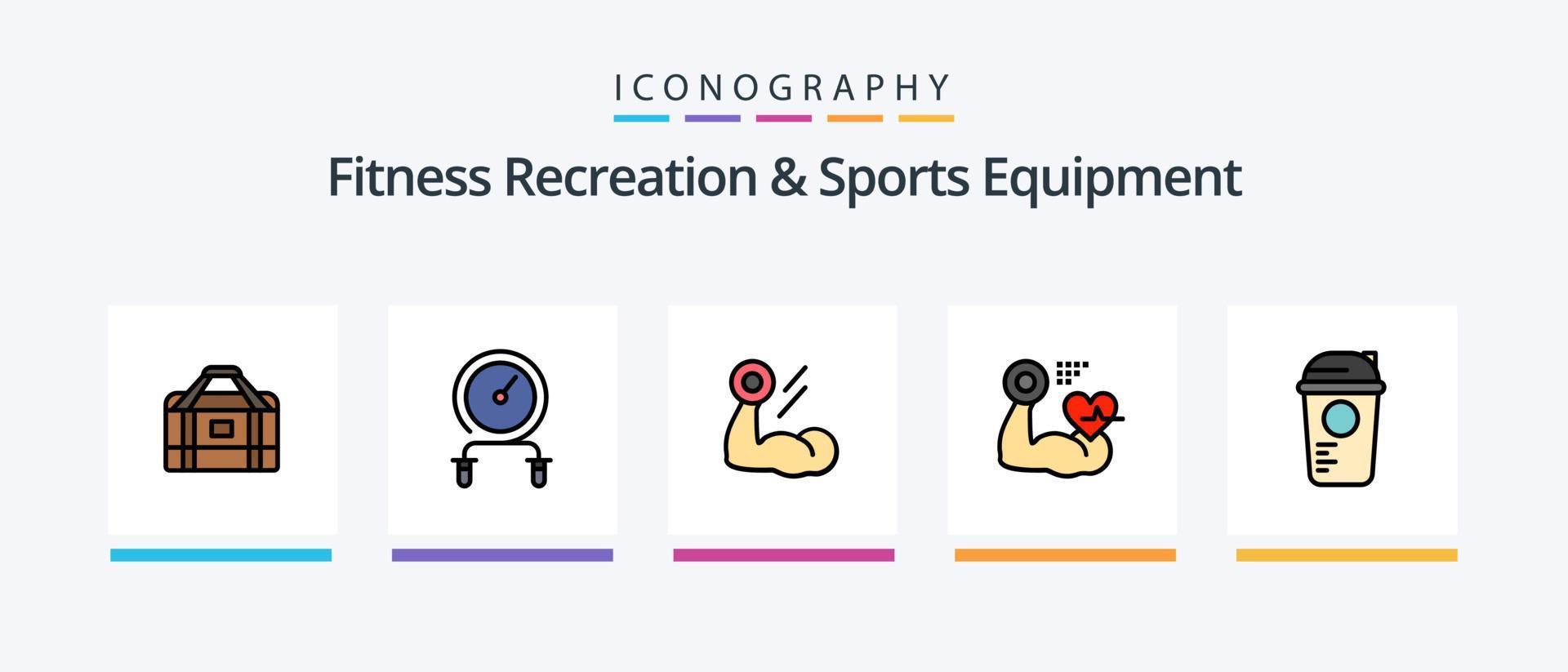 Fitness Recreation And Sports Equipment Line Filled 5 Icon Pack Including supplement. protein. workout. gainer. treadmill. Creative Icons Design vector