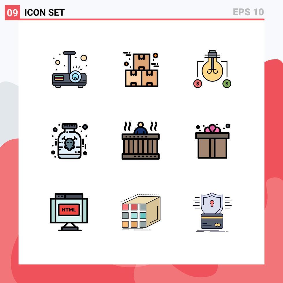 Set of 9 Modern UI Icons Symbols Signs for hot poison production medical dollar Editable Vector Design Elements