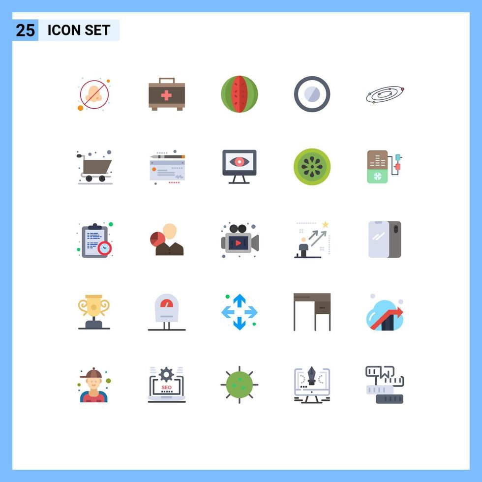 Set of 25 Modern UI Icons Symbols Signs for planets galaxy food tablet medical Editable Vector Design Elements