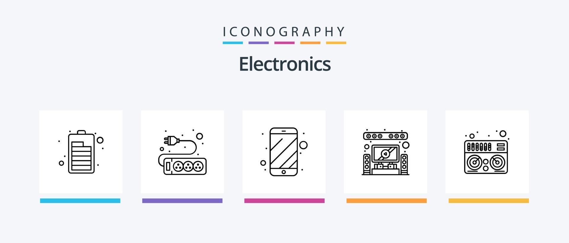 paquete de iconos de línea 5 de electrónica que incluye . refrigerador. cargando nevera. solar. diseño de iconos creativos vector