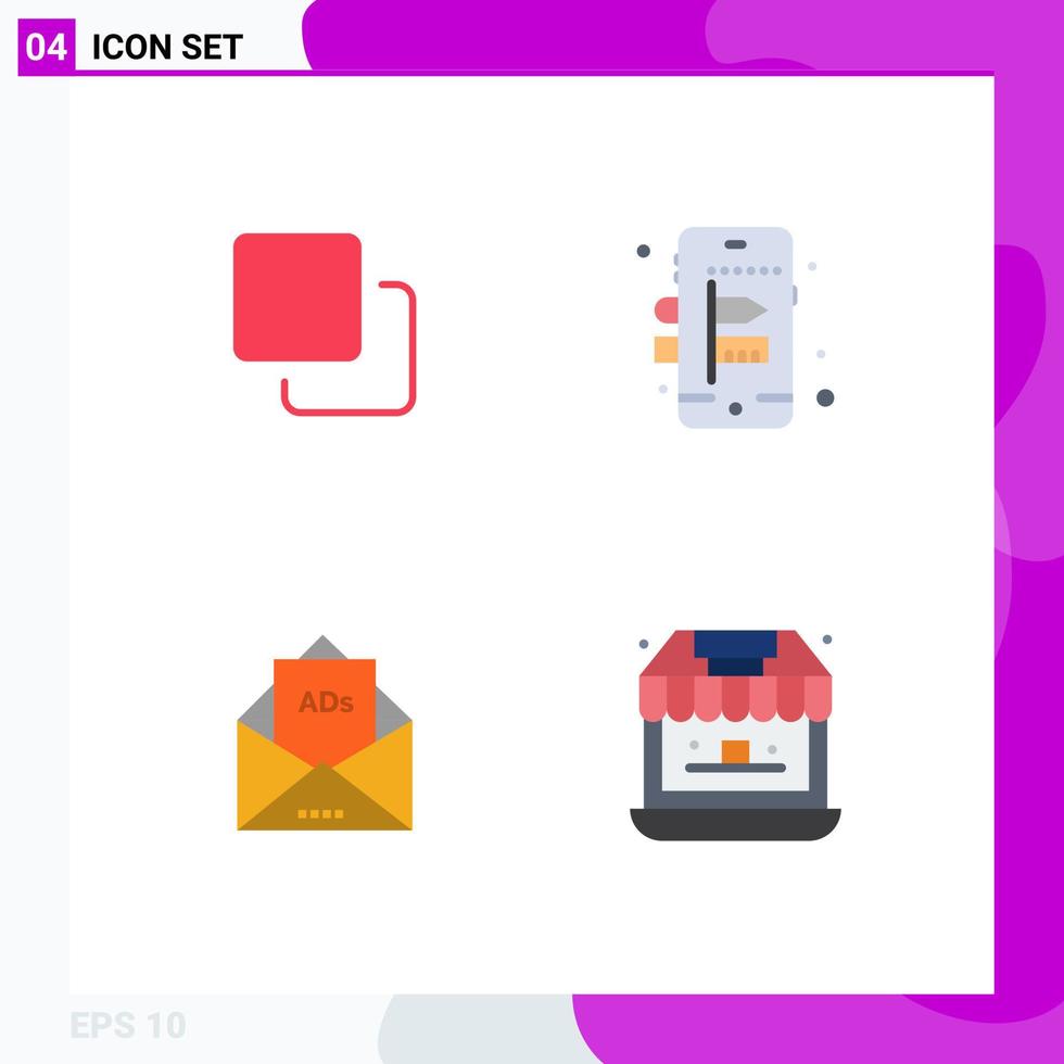 Group of 4 Modern Flat Icons Set for four email stack process mail Editable Vector Design Elements