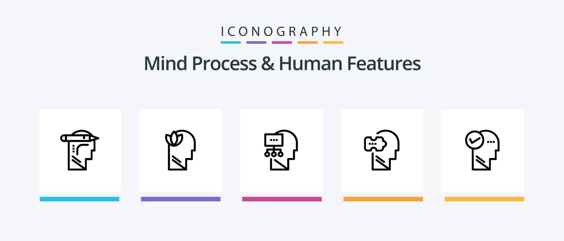 Mind Process And Human Features Line 5 Icon Pack Including mind. mind. arrow. head. svg. Creative Icons Design vector