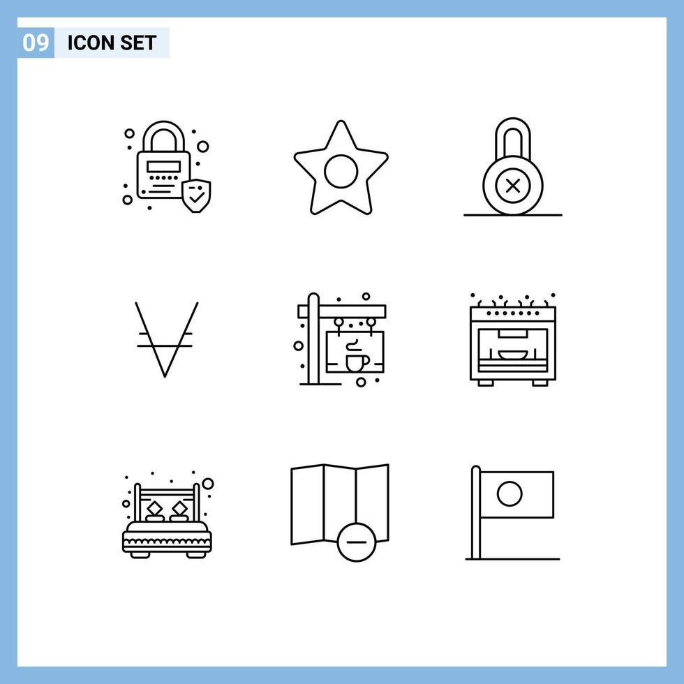 Outline Pack of 9 Universal Symbols of kitchen shop protection label crypto currency Editable Vector Design Elements