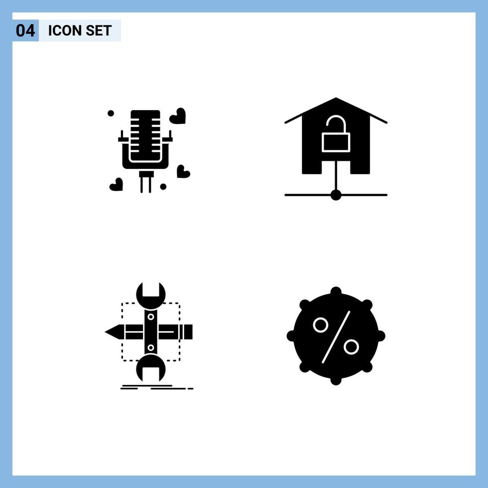 Set of 4 Modern UI Icons Symbols Signs for talking build wedding kit develop Editable Vector Design Elements