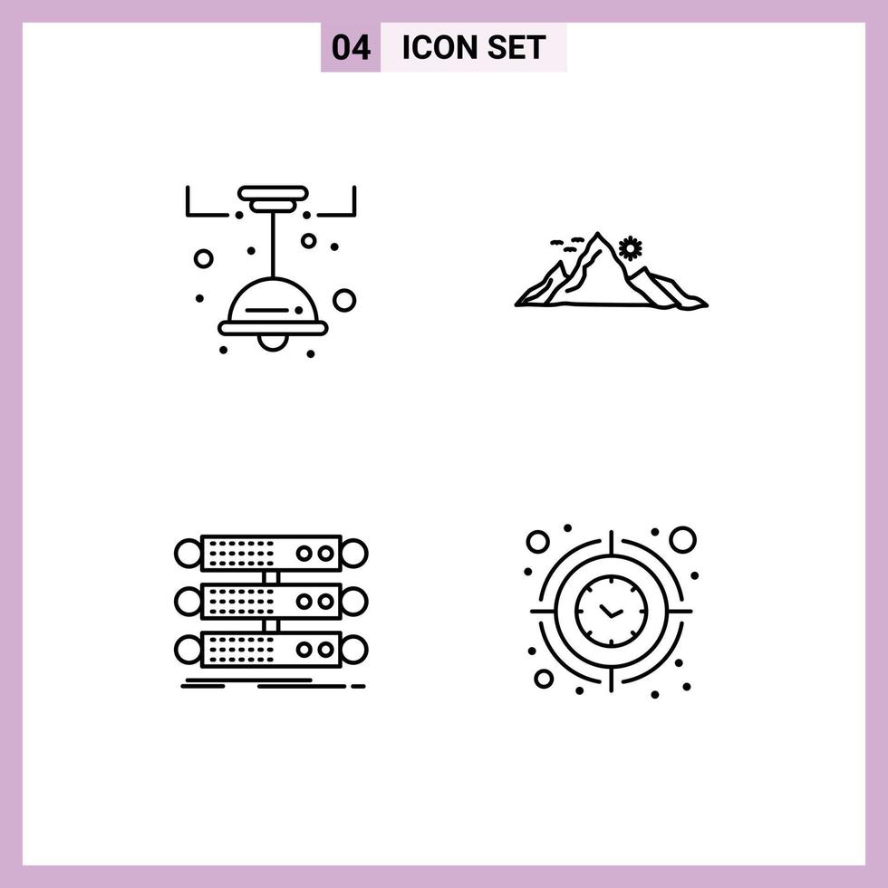 User Interface Pack of 4 Basic Filledline Flat Colors of kitchen server decorate hill rack Editable Vector Design Elements