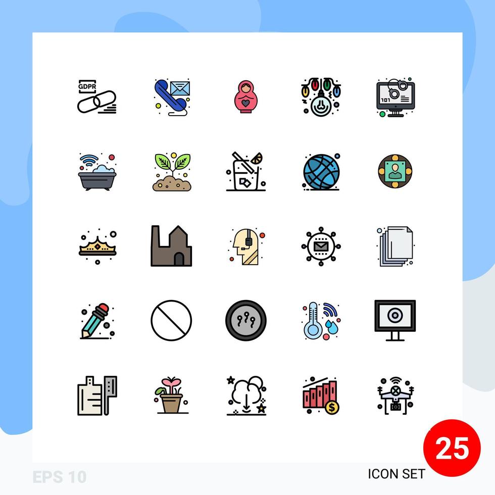 25 iconos creativos signos y símbolos modernos de luces navidad enviar bulbo amor elementos de diseño vectorial editables vector