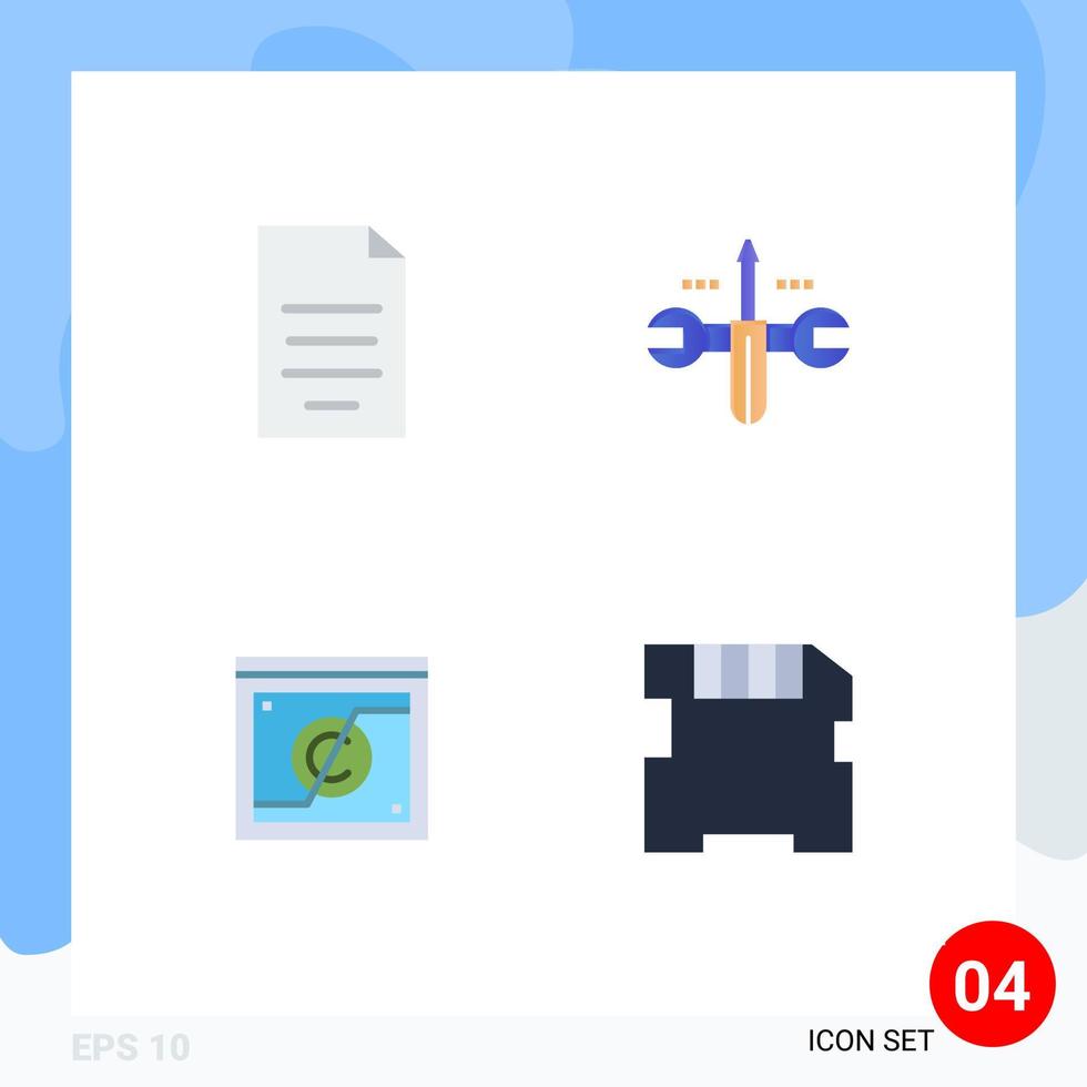 4 Universal Flat Icons Set for Web and Mobile Applications document business finance computing digital Editable Vector Design Elements