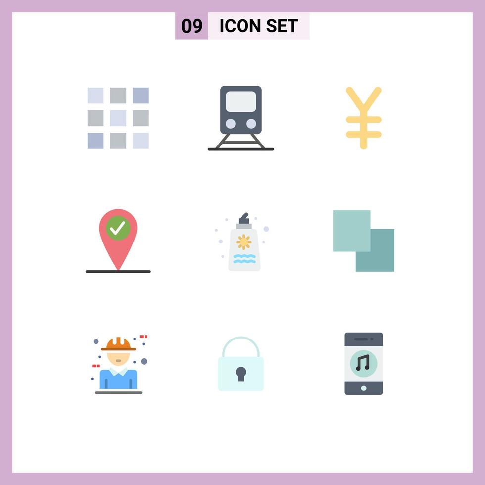 9 Creative Icons Modern Signs and Symbols of copy romance finance park sun cream Editable Vector Design Elements