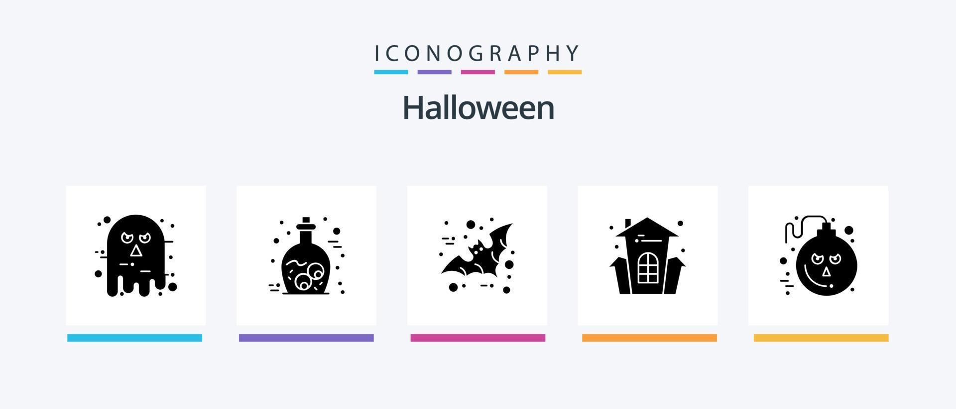 Halloween Glyph 5 Icon Pack Including bomb. halloween. zombie. celebration. scary. Creative Icons Design vector