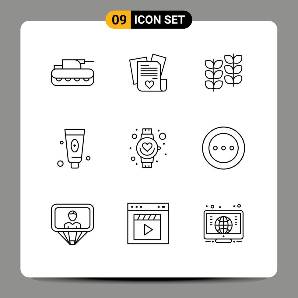 Set of 9 Modern UI Icons Symbols Signs for hand foam plant face beauty Editable Vector Design Elements