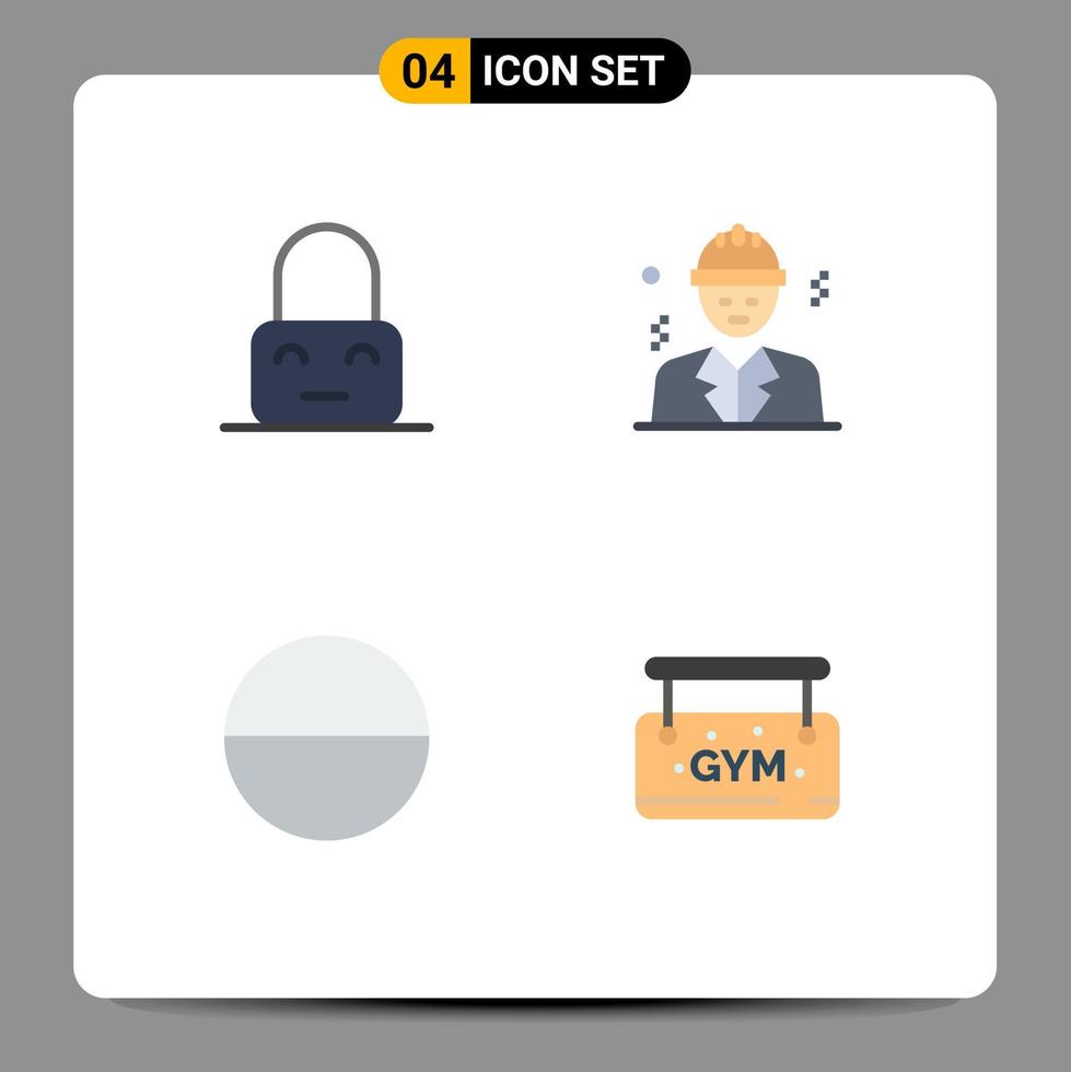 Set of 4 Commercial Flat Icons pack for control tablet parental business board Editable Vector Design Elements