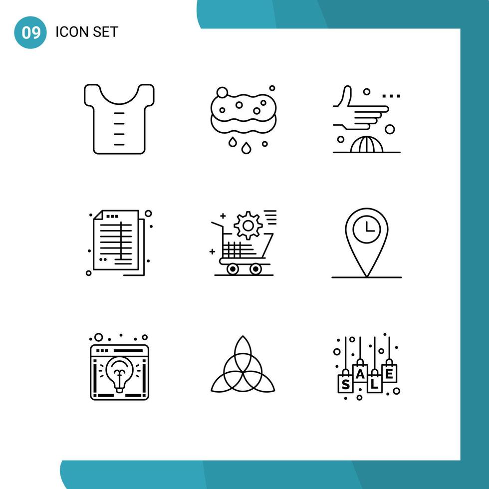 9 Outline concept for Websites Mobile and Apps cart banking deal balance accounting Editable Vector Design Elements