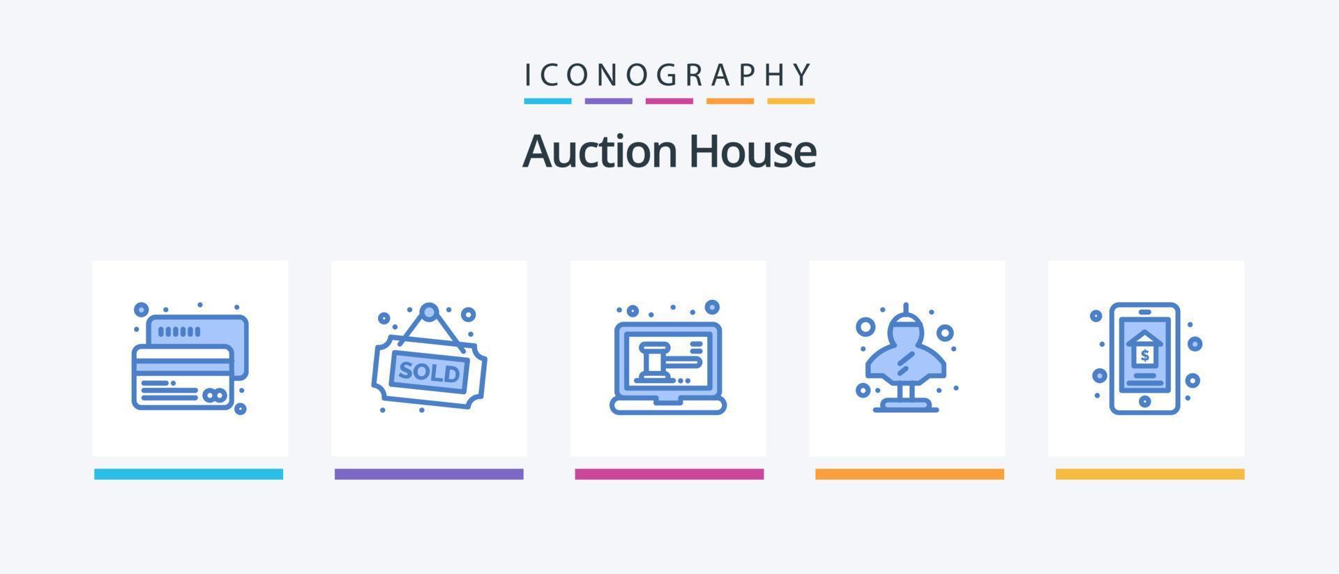 Auction Blue 5 Icon Pack Including online sale. classic. auction. bust. ancient. Creative Icons Design vector