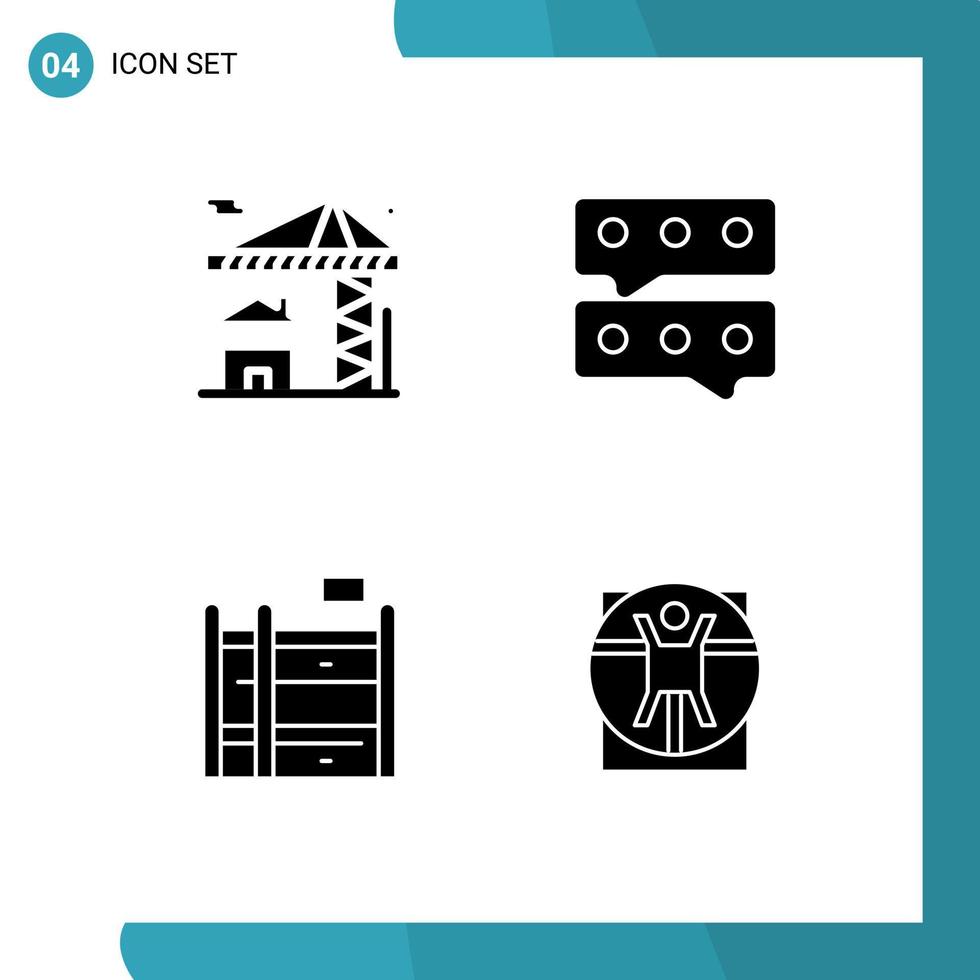 Thematic Vector Solid Glyphs and Editable Symbols of crane bunk bed building message man Editable Vector Design Elements