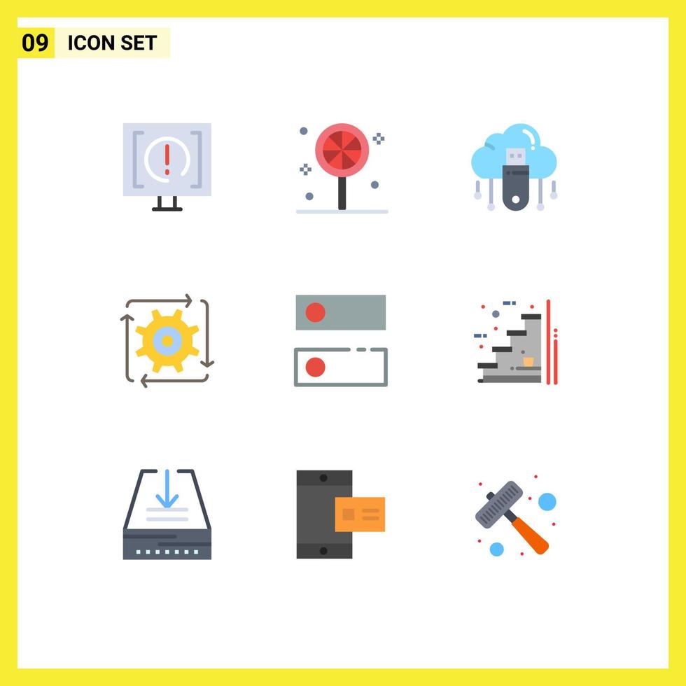 9 Thematic Vector Flat Colors and Editable Symbols of operation development usb automation store Editable Vector Design Elements