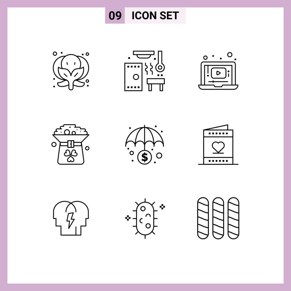 Stock Vector Icon Pack of 9 Line Signs and Symbols for economy in video hat coin Editable Vector Design Elements