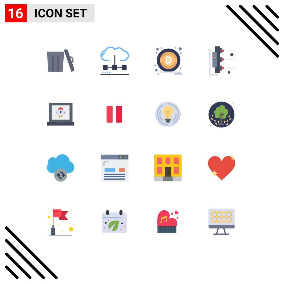Universal Icon Symbols Group of 16 Modern Flat Colors of launch app optimization scanner printing Editable Pack of Creative Vector Design Elements