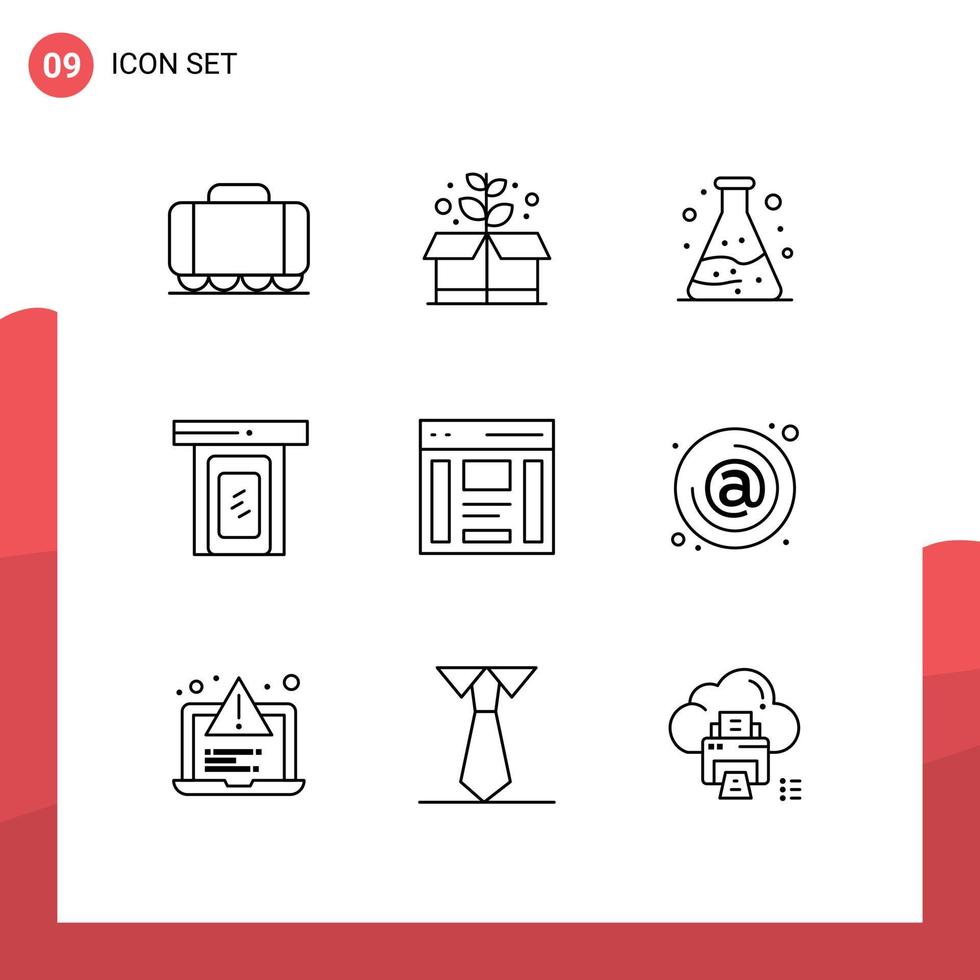 9 Universal Outline Signs Symbols of sidebar left waste interface home Editable Vector Design Elements