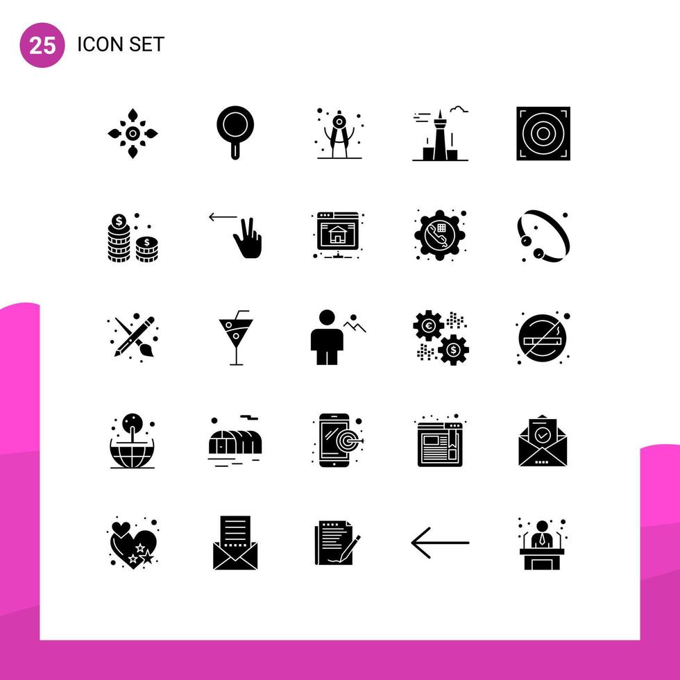 paquete de iconos vectoriales de stock de 25 signos y símbolos de línea para la arquitectura de la torre web stew pan canadá y elementos de diseño vectorial editables de la ciudad vector