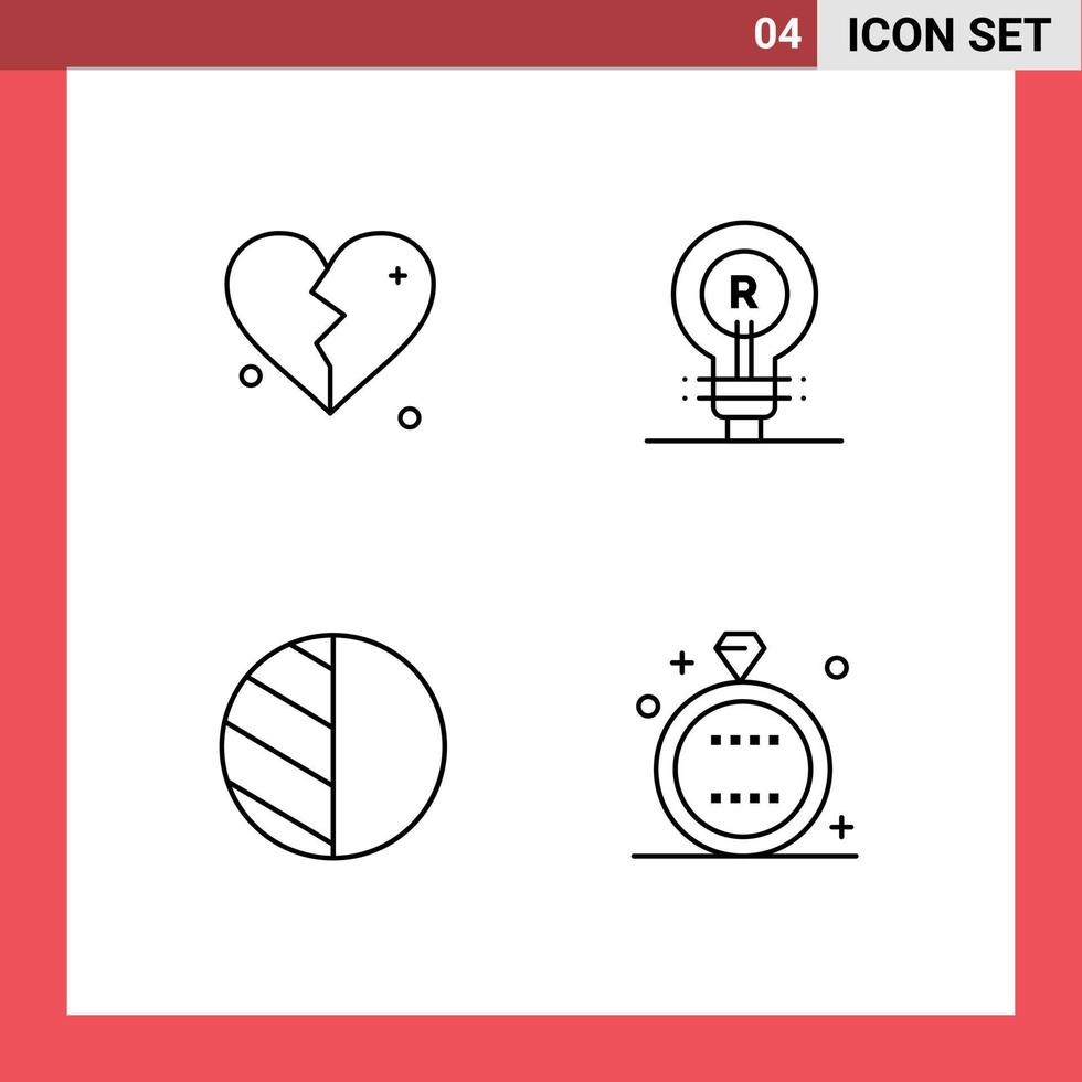 4 Line concept for Websites Mobile and Apps brokan editing wedding genuine shadow Editable Vector Design Elements