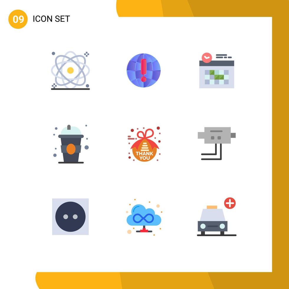 9 Flat Color concept for Websites Mobile and Apps note education world juice day Editable Vector Design Elements