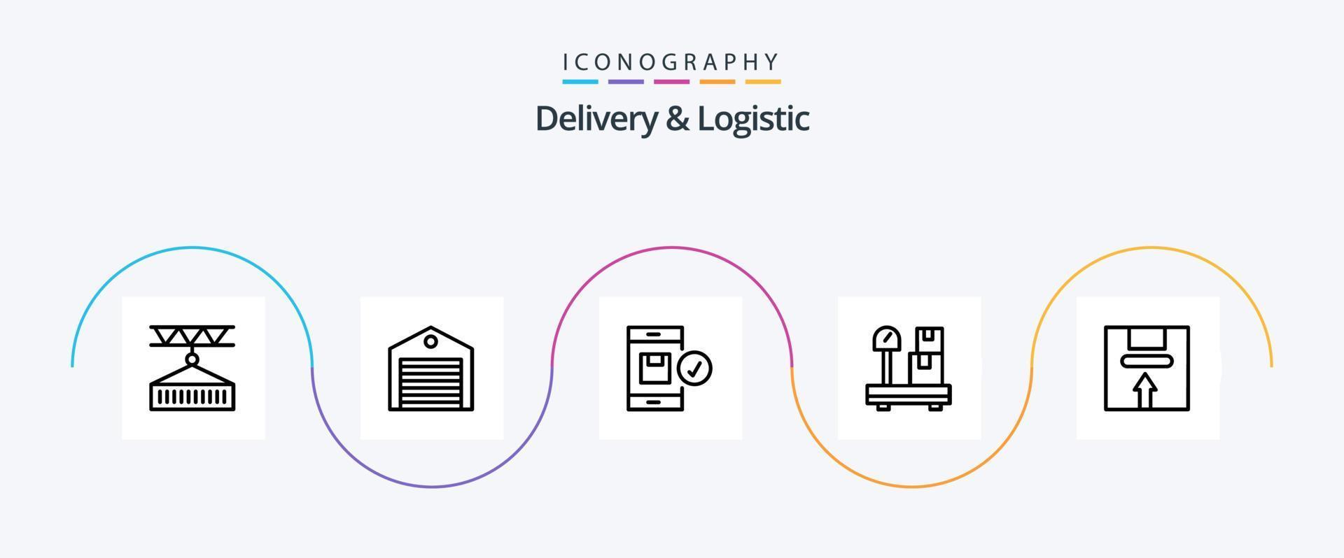 paquete de iconos de línea 5 de entrega y logística que incluye peso. caja. paquete. Envío. entrega vector