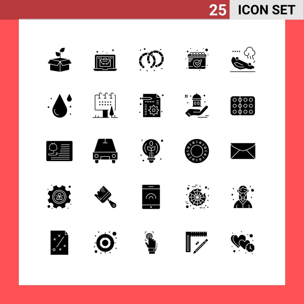 Pictogram Set of 25 Simple Solid Glyphs of crash accident economy schedule calendar Editable Vector Design Elements