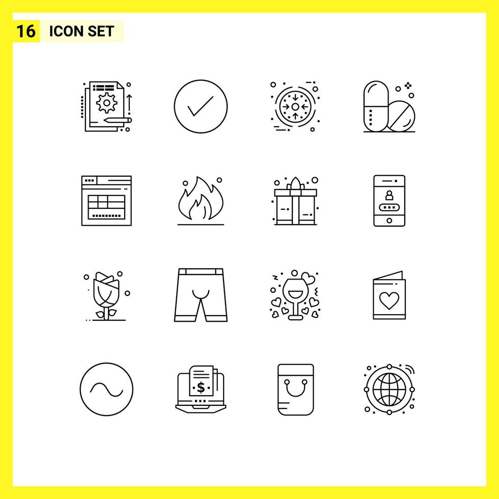 Universal Icon Symbols Group of 16 Modern Outlines of page hospital okay healthcare processing Editable Vector Design Elements