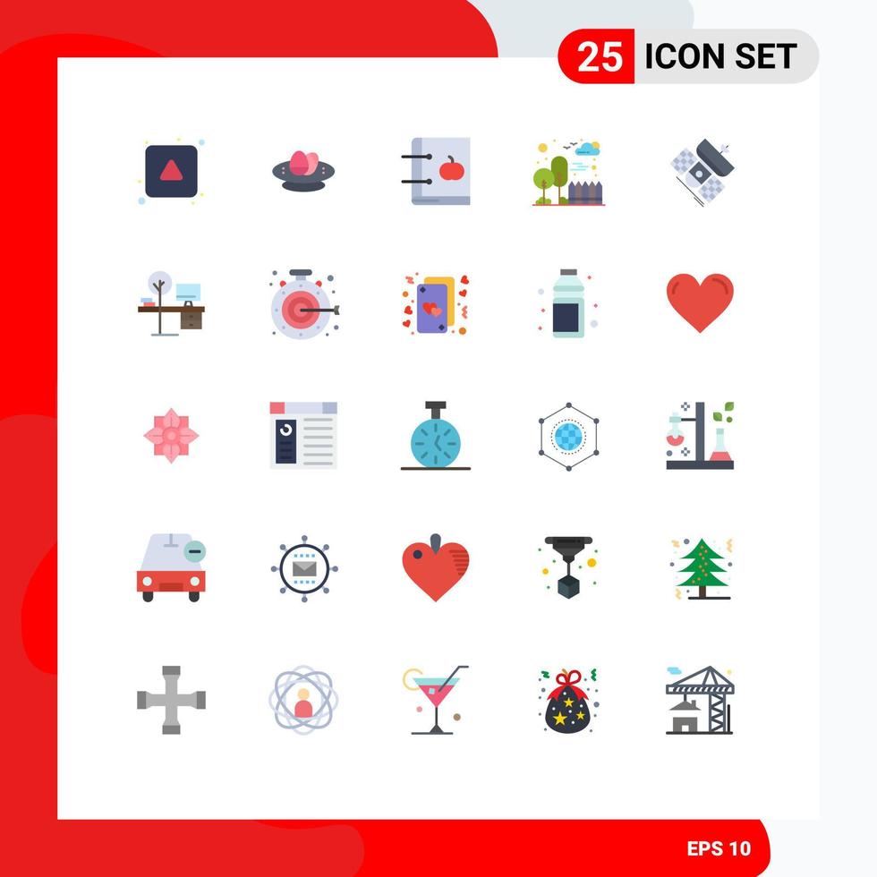 Universal Icon Symbols Group of 25 Modern Flat Colors of park city nest building knowledge Editable Vector Design Elements