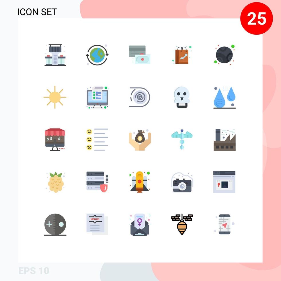 Universal Icon Symbols Group of 25 Modern Flat Colors of space neptune payment like ecommerce Editable Vector Design Elements