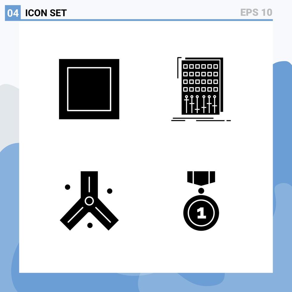 4 Universal Solid Glyphs Set for Web and Mobile Applications layout dna control studio best Editable Vector Design Elements