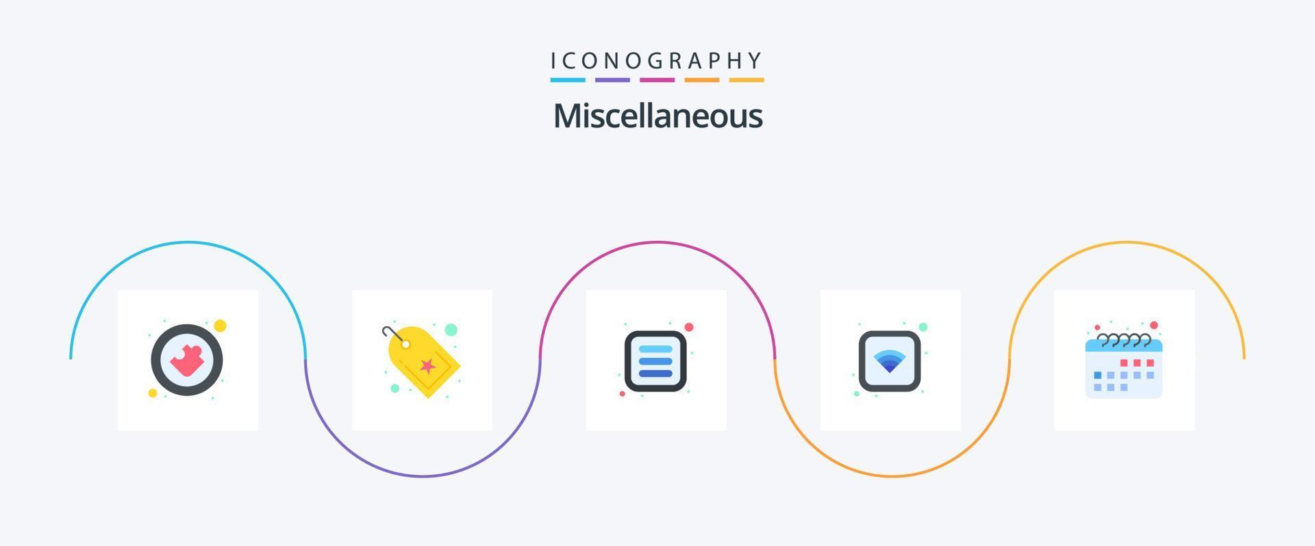 Miscellaneous Flat 5 Icon Pack Including time. apps. wifi. connection vector