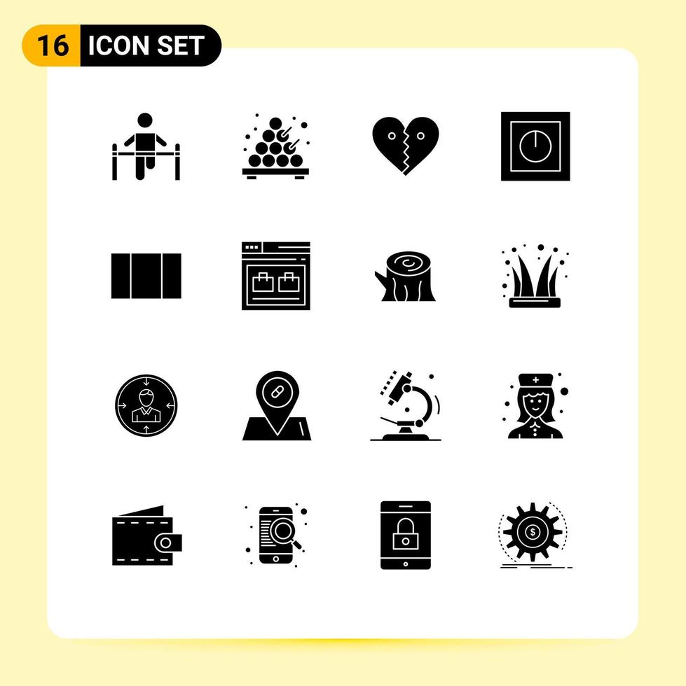 Modern Set of 16 Solid Glyphs and symbols such as technology products heart electronics broken Editable Vector Design Elements