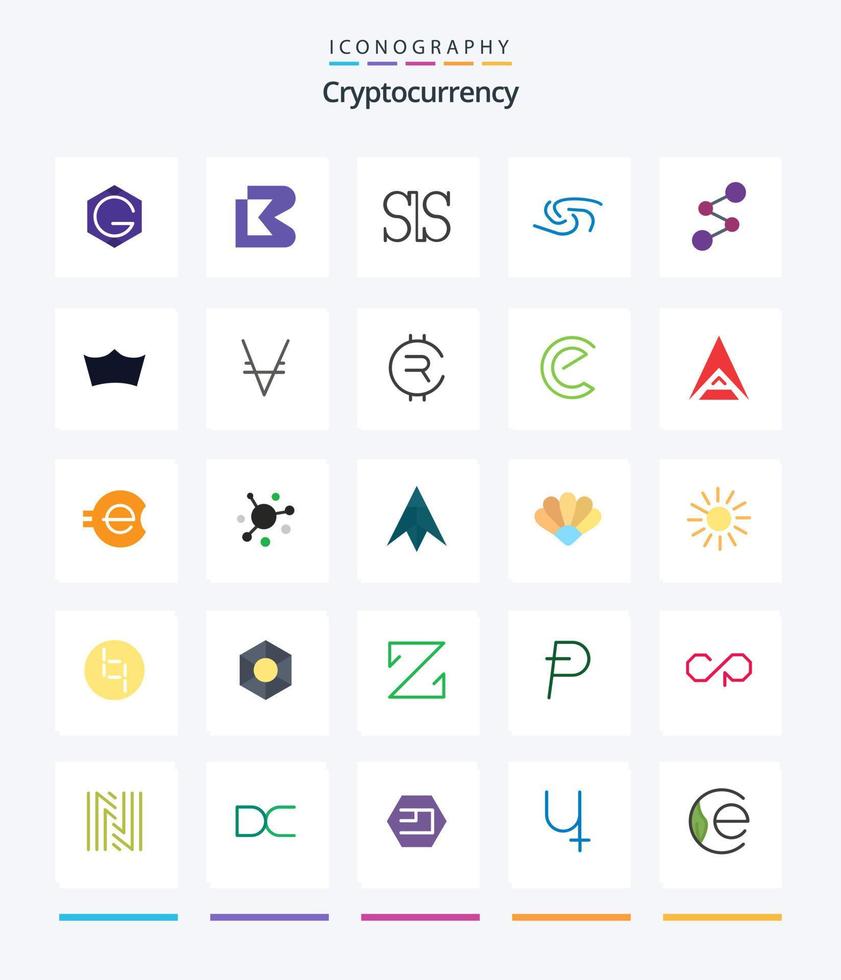 Creative Cryptocurrency 25 Flat icon pack  Such As crypto. spreadcoin. salus coin. crypto currency. coin vector