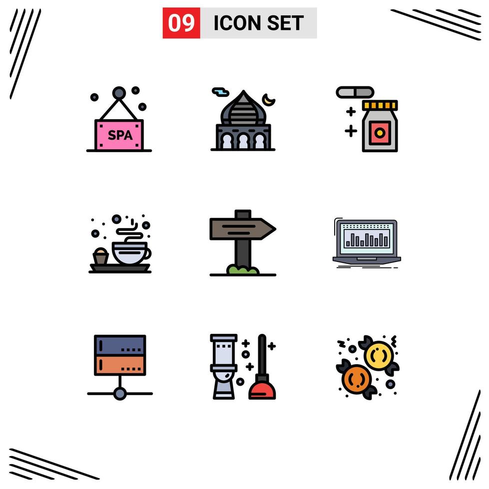 Set of 9 Modern UI Icons Symbols Signs for data map tablet direction plate Editable Vector Design Elements