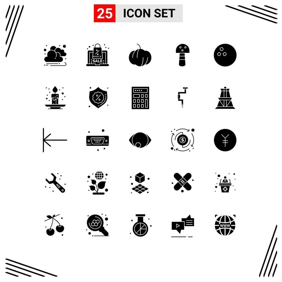 paquete de iconos de vector de stock de 25 signos y símbolos de línea para festival vela calabaza otoño bolos elementos de diseño de vector editables