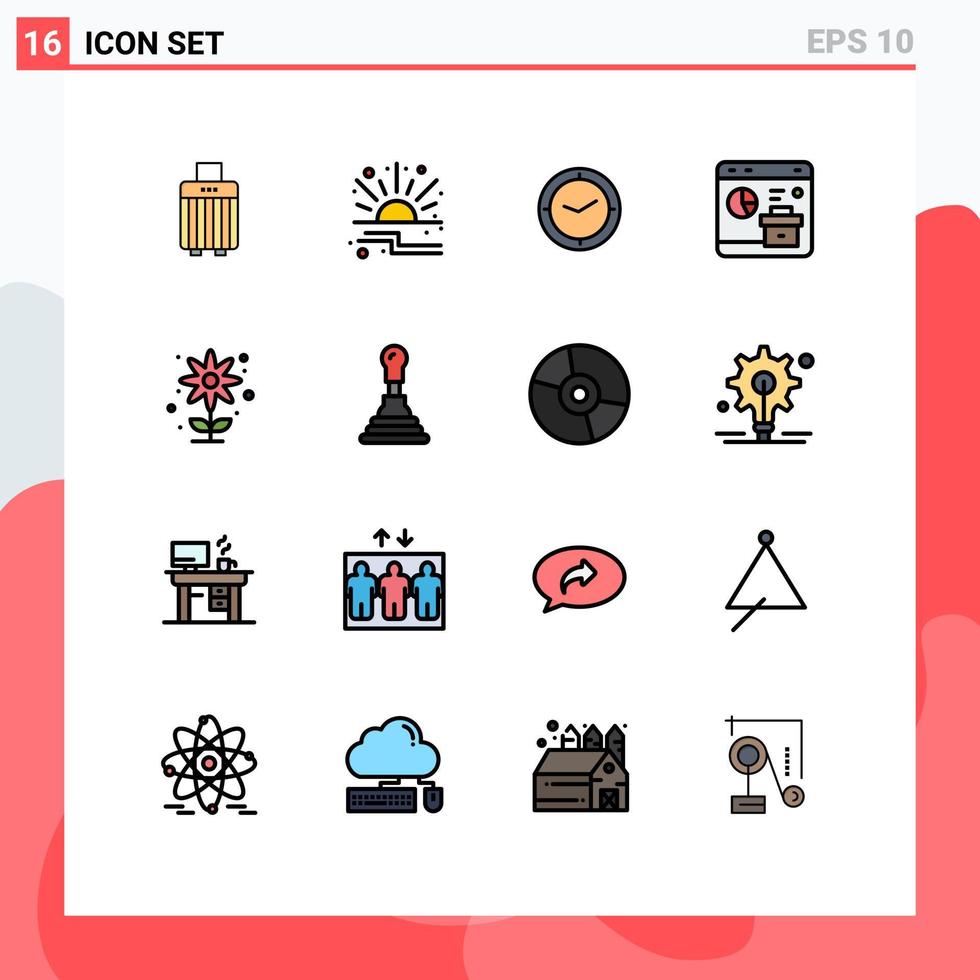 Universal Icon Symbols Group of 16 Modern Flat Color Filled Lines of agriculture report watch data browser Editable Creative Vector Design Elements