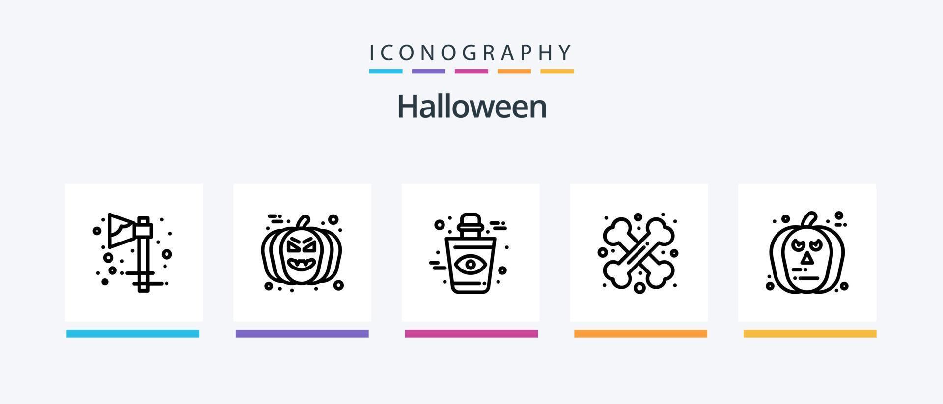 Halloween Line 5 Icon Pack Including halloween. ghost. halloween. face. scary. Creative Icons Design vector