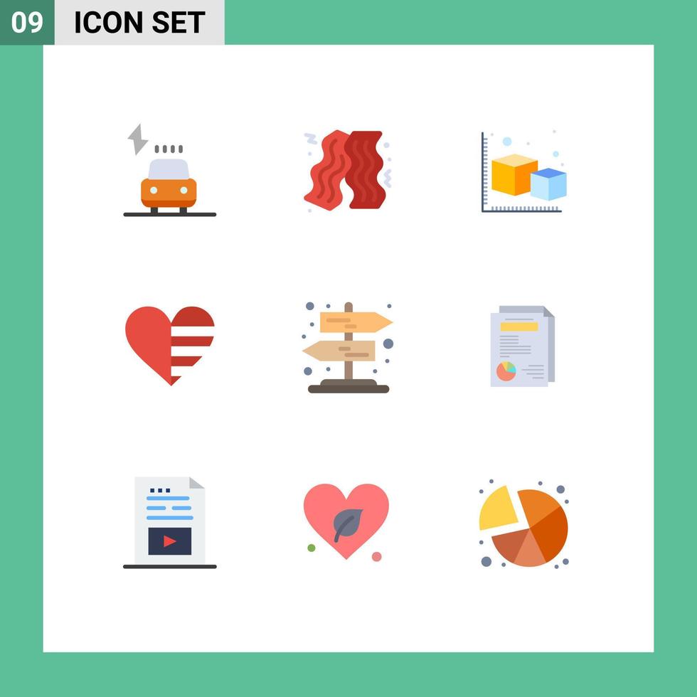 Set of 9 Modern UI Icons Symbols Signs for rural gift cube lines love Editable Vector Design Elements