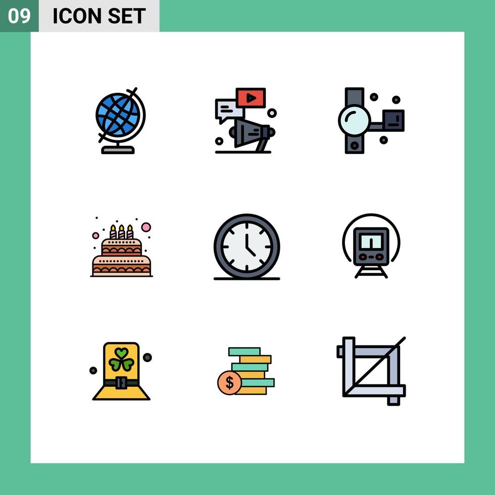 9 User Interface Filledline Flat Color Pack of modern Signs and Symbols of media wedding camcorder love video camera Editable Vector Design Elements