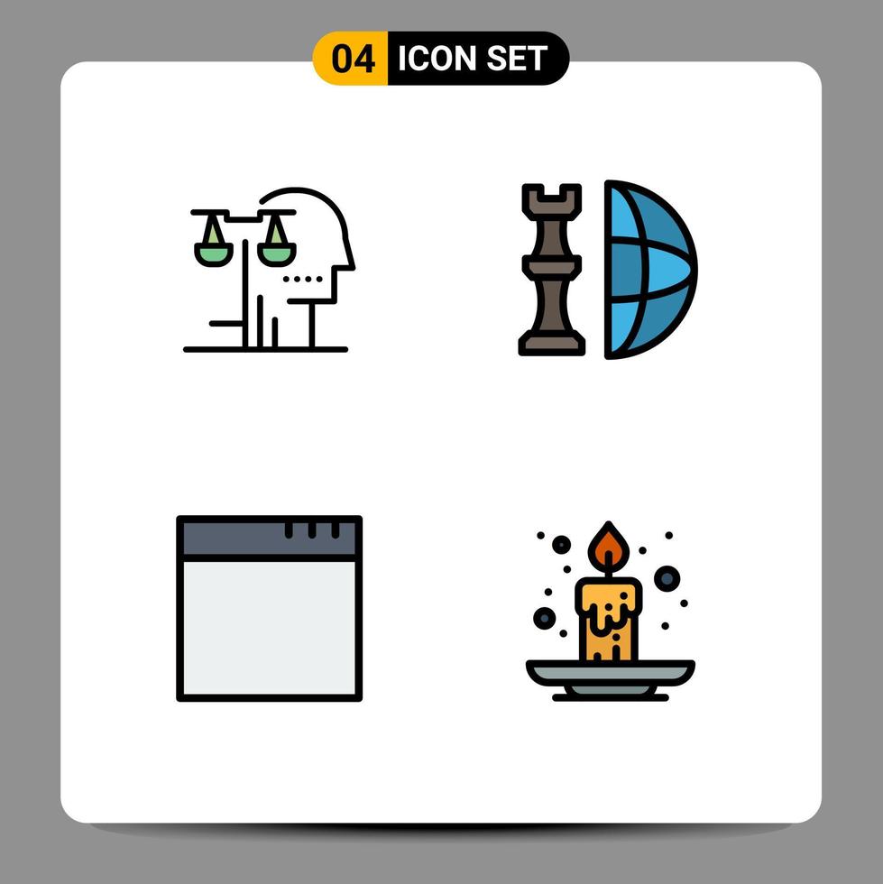 Pictogram Set of 4 Simple Filledline Flat Colors of choice plan judgment global windows Editable Vector Design Elements