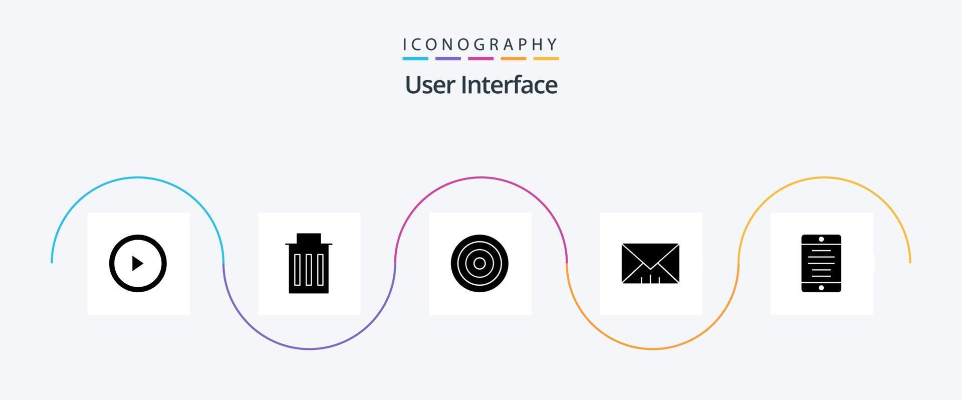 User Interface Glyph 5 Icon Pack Including user. mobile phone. interface. interface. message vector