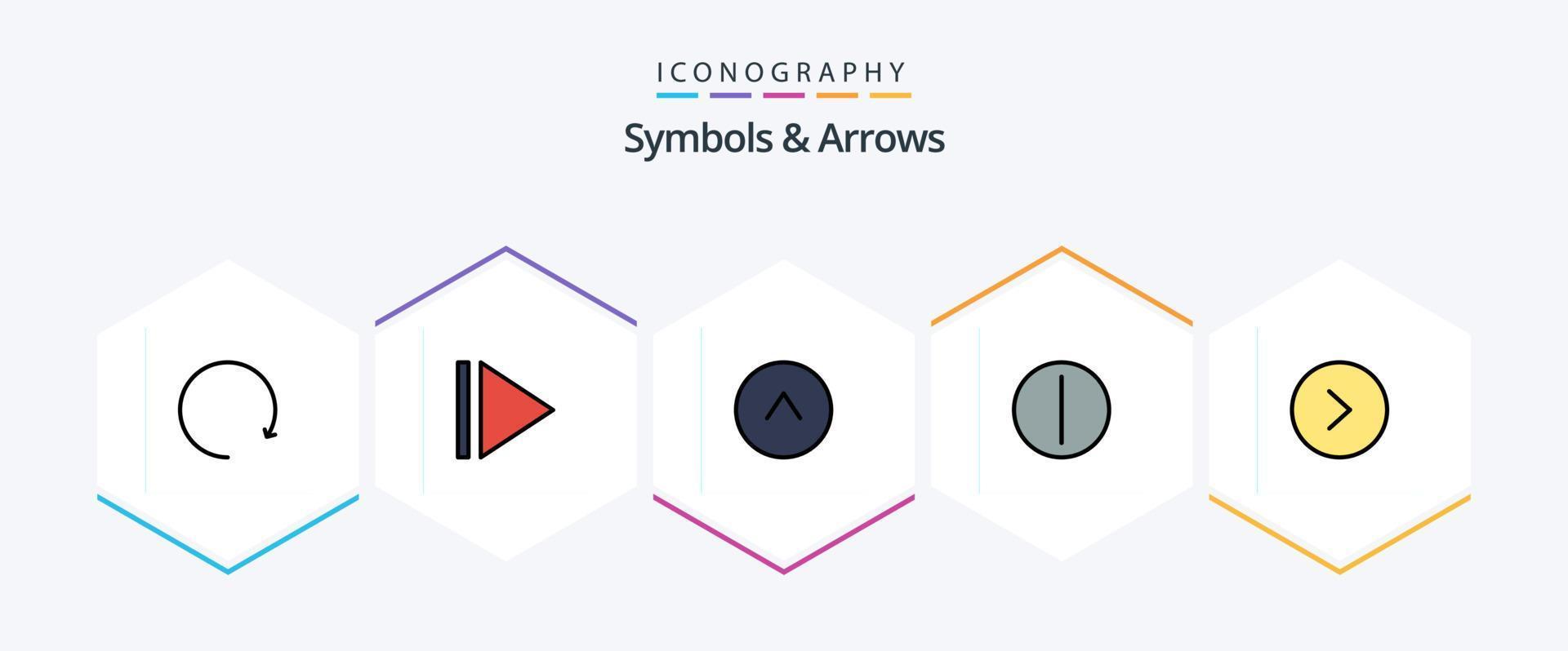 paquete de iconos de 25 líneas completas de símbolos y flechas que incluye . cambiar. derecho vector