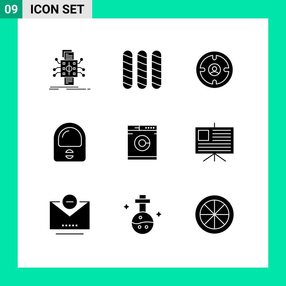 9 User Interface Solid Glyph Pack of modern Signs and Symbols of machine suit business helmet hunter Editable Vector Design Elements