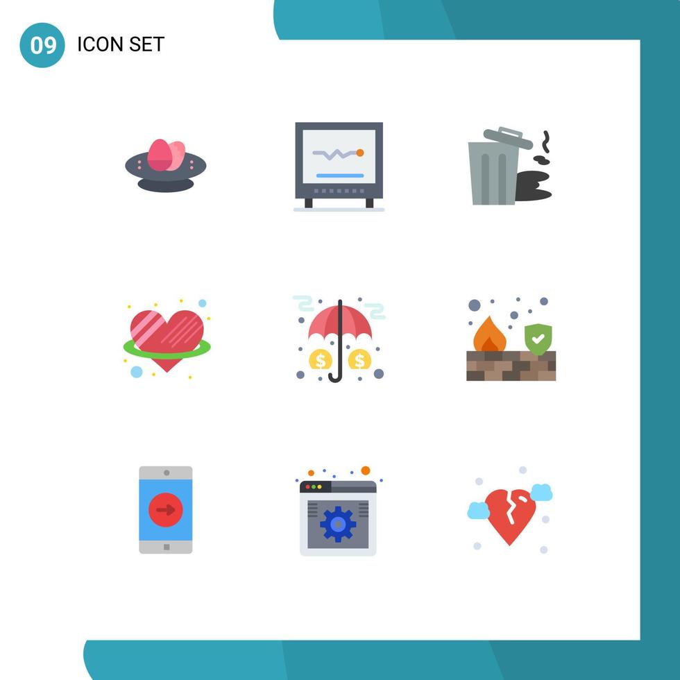 9 Flat Color concept for Websites Mobile and Apps romance heart heartbeat angle pollution Editable Vector Design Elements