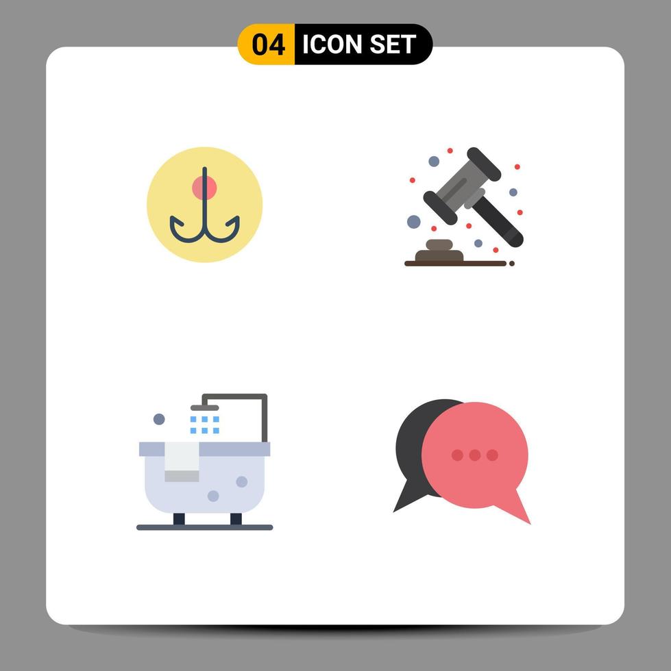 4 User Interface Flat Icon Pack of modern Signs and Symbols of decoy bathroom sport law shower Editable Vector Design Elements