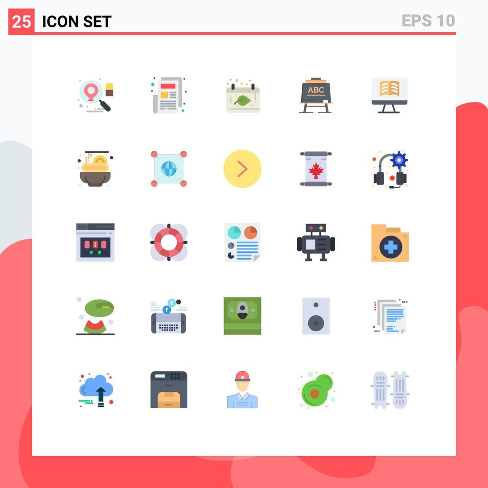 Set of 25 Modern UI Icons Symbols Signs for food book date computer abc Editable Vector Design Elements