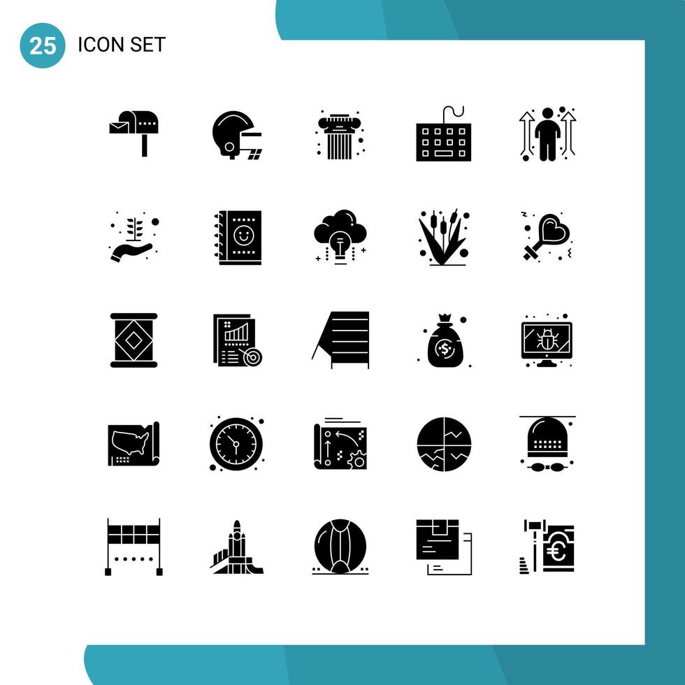 Pack of 25 creative Solid Glyphs of career keyboard cultural hardware devices Editable Vector Design Elements