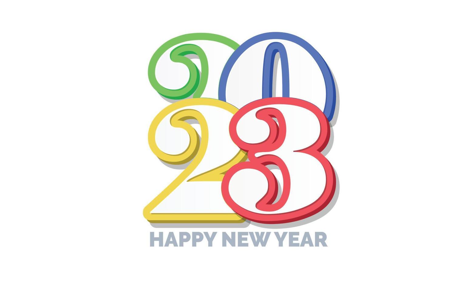 3D Happy new year 2023 logo design vector