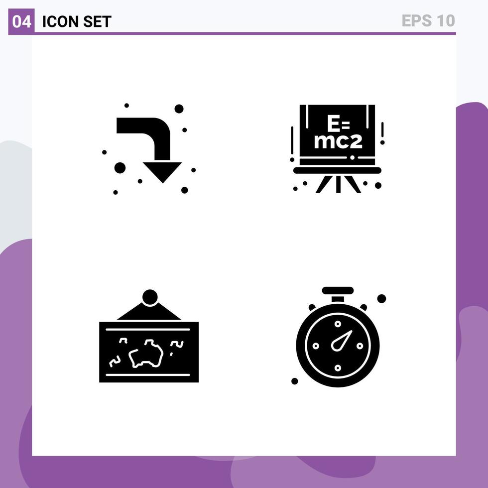 Modern Set of 4 Solid Glyphs and symbols such as arrows photo chemistry frame compass Editable Vector Design Elements